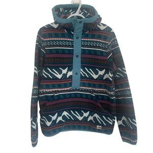 TNF Carbondale 1/4 Snap Fleece Pullover Hoodie Aztec Hippie Hiking Teal Mens S